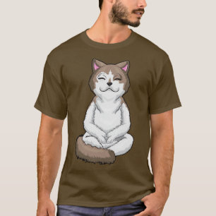 T-shirt Chat au yoga en jambe croisée