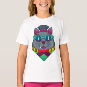 T-shirt Chat aux échecs avec pièce d'échecs Pawn (Devant)