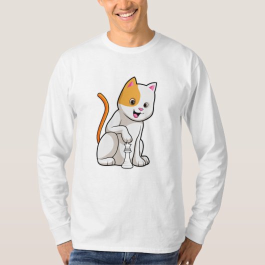 T-shirt Chat aux échecs avec pièce d'échecs Pawn (Devant)