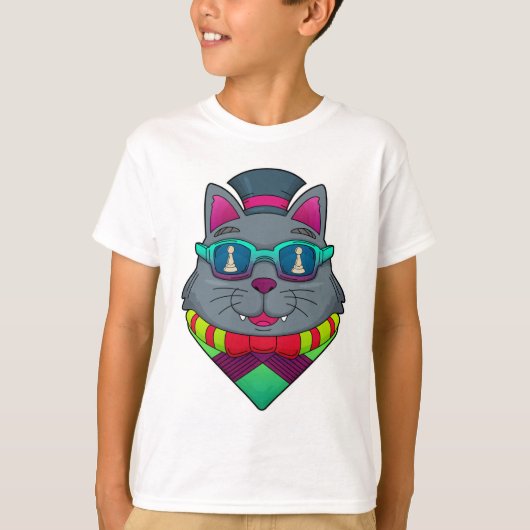 T-shirt Chat aux échecs avec pion (Devant)