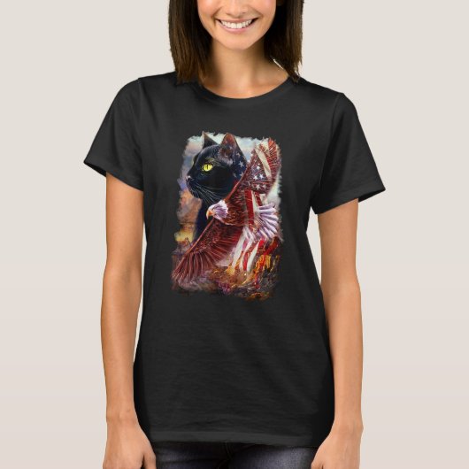 T-shirt Chat avec aigle américain (Devant)