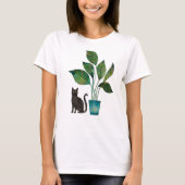 T-shirt Chat avec aquarelle Plante pointé (Devant)