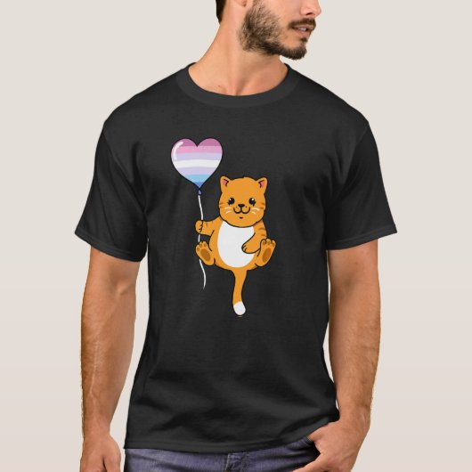 T-shirt Chat Avec Ballon Bigender (Devant)