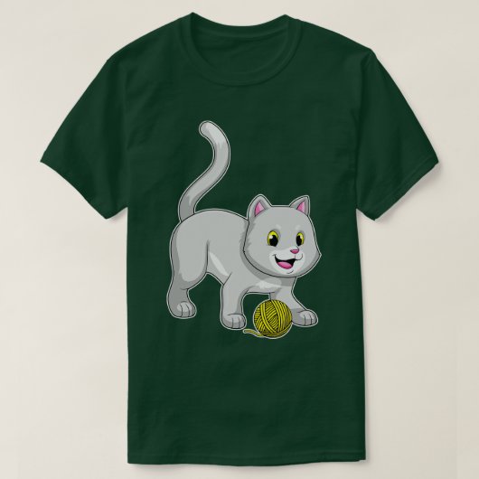 T-shirt Chat avec bille de laine (Design devant)