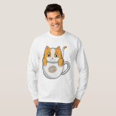 T-shirt Chat avec café Coupe (Devant entier)