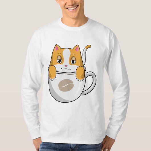 T-shirt Chat avec café Coupe (Devant)