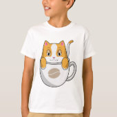 T-shirt Chat avec café Coupe (Devant)