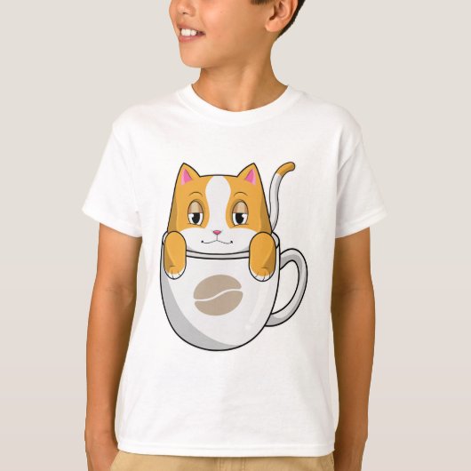 T-shirt Chat avec café Coupe (Devant)