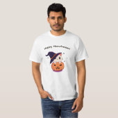 T-shirt Chat avec casquette sorcier à Halloween Jack-O-Lan (Devant entier)