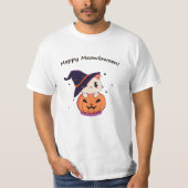T-shirt Chat avec casquette sorcier à Halloween Jack-O-Lan (Devant)