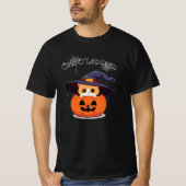 T-shirt Chat avec casquette sorcier à Halloween Jack-O-Lan (Devant)