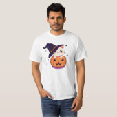 T-shirt Chat avec casquette sorcier à Halloween Jack-O-Lan (Devant entier)