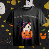 T-shirt Chat avec casquette sorcier à Halloween Jack-O-Lan