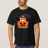 T-shirt Chat avec casquette sorcier à Halloween Jack-O-Lan (Devant)