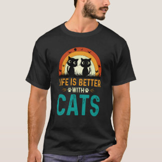 T-shirt Chat Avec Chats Mignon Rétro Vintage