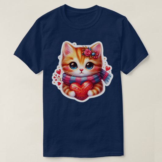 T-shirt chat avec coeur mignons animaux valentines jour TS (Design devant)