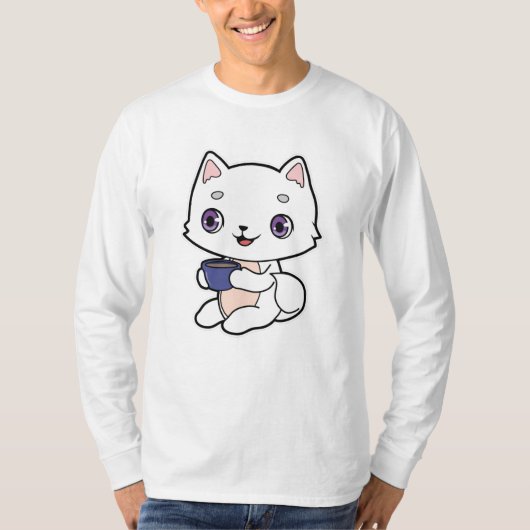 T-shirt Chat avec Coupe de Café (Devant)