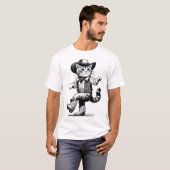 T-shirt Chat avec Cowboy Casquette Bottes Cowgirl (Devant entier)