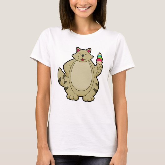 T-shirt Chat avec crème glacée gaufre (Devant)