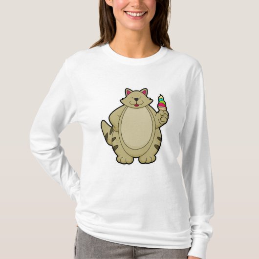 T-shirt Chat avec crème glacée gaufre (Devant)