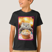T-shirt Chat Avec Cupcake Sparkler (Devant)
