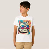 T-shirt Chat avec des lunettes (Devant entier)