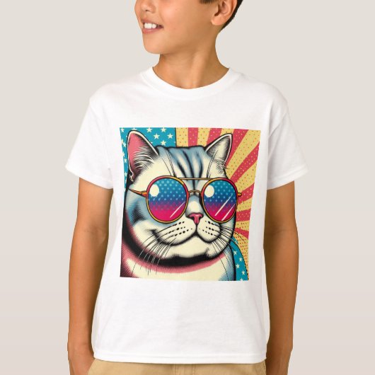 T-shirt Chat avec des lunettes (Devant)
