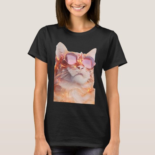 T-shirt Chat avec des lunettes (Devant)