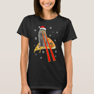 T-shirt Chat Avec Des Yeux Laser Drôle Pizza Chat Noël