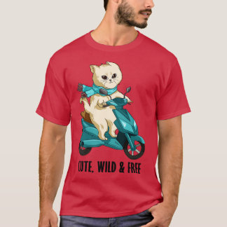 T-shirt Chat avec Ecarf et Moto