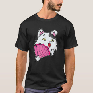T-shirt Chat avec éventail rose