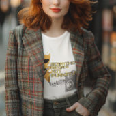 T-shirt Chat avec guitare rayures disques pas meubles