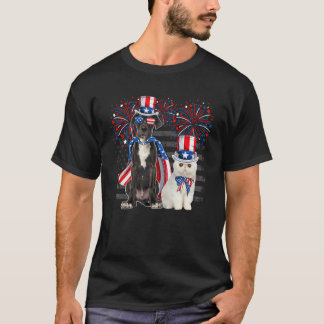 T-shirt Chat Avec Lunettes De Soleil Great Dane Drapeau Am
