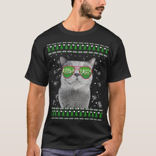 T-shirt Chat avec lunettes de soleil Meowo laide pull de N (Devant)