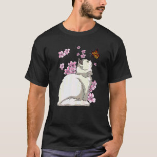 T-shirt Chat avec papillon Fleur de cerisier japonais Saku
