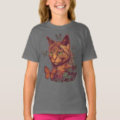 T-shirt Chat avec papillons Monarch (Devant)