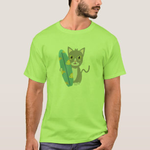 T-shirt Chat avec planche de surf