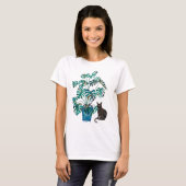 T-shirt Chat avec Plante Monstera Aquarelle (Devant entier)