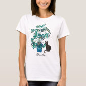 T-shirt Chat avec Plante Monstera Aquarelle personnalisée (Devant)