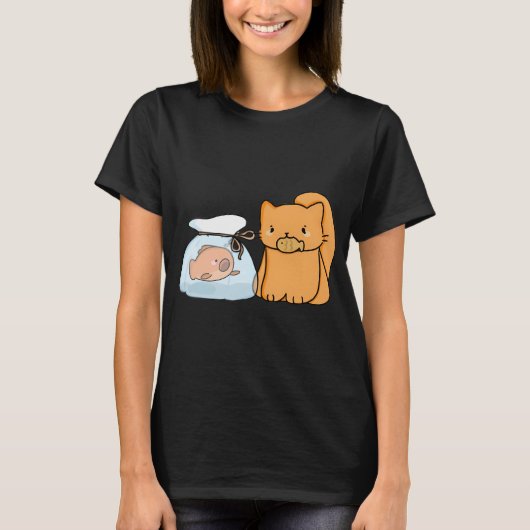 T-shirt Chat avec Poisson (Devant)