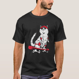 T-shirt Chat avec skateboard Chaton Skateur