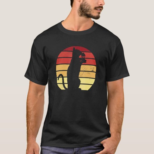 T-shirt Chat Avec Soleil Rétro Buvant Du Vin (Devant)