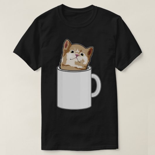 T-shirt Chat avec tasse de café (Design devant)