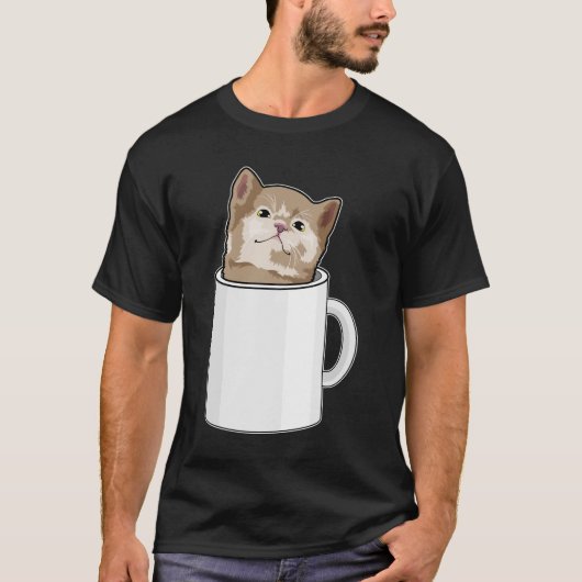 T-shirt Chat avec tasse de café (Devant)