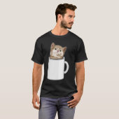 T-shirt Chat avec tasse de café (Devant entier)