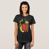 T-shirt Chat avec un pull de Noël laid (Devant entier)
