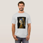 T-shirt Chat avec une perle d'oreille (Devant entier)