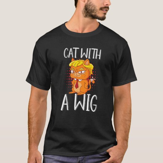 T-shirt Chat Avec Une Perruque Cheveux Faux (Devant)
