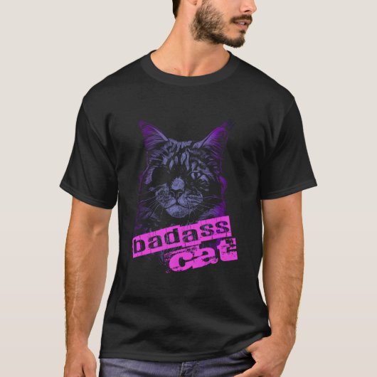 T-shirt Chat Badass avec patte oculaire (Devant)