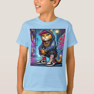 T-shirt Chat Badass - Feline urbaine de style rue avec Gra